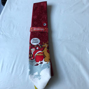 HoHoHo Men's Tie Christmas Santa Deer Print Red